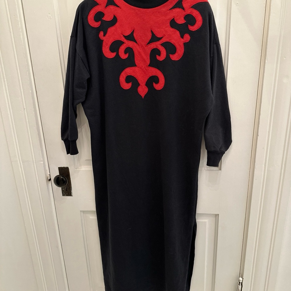 VINTAGE OSCAR DE LA RENTA FOR SWIRL Cotton Fleece Maxi Dress